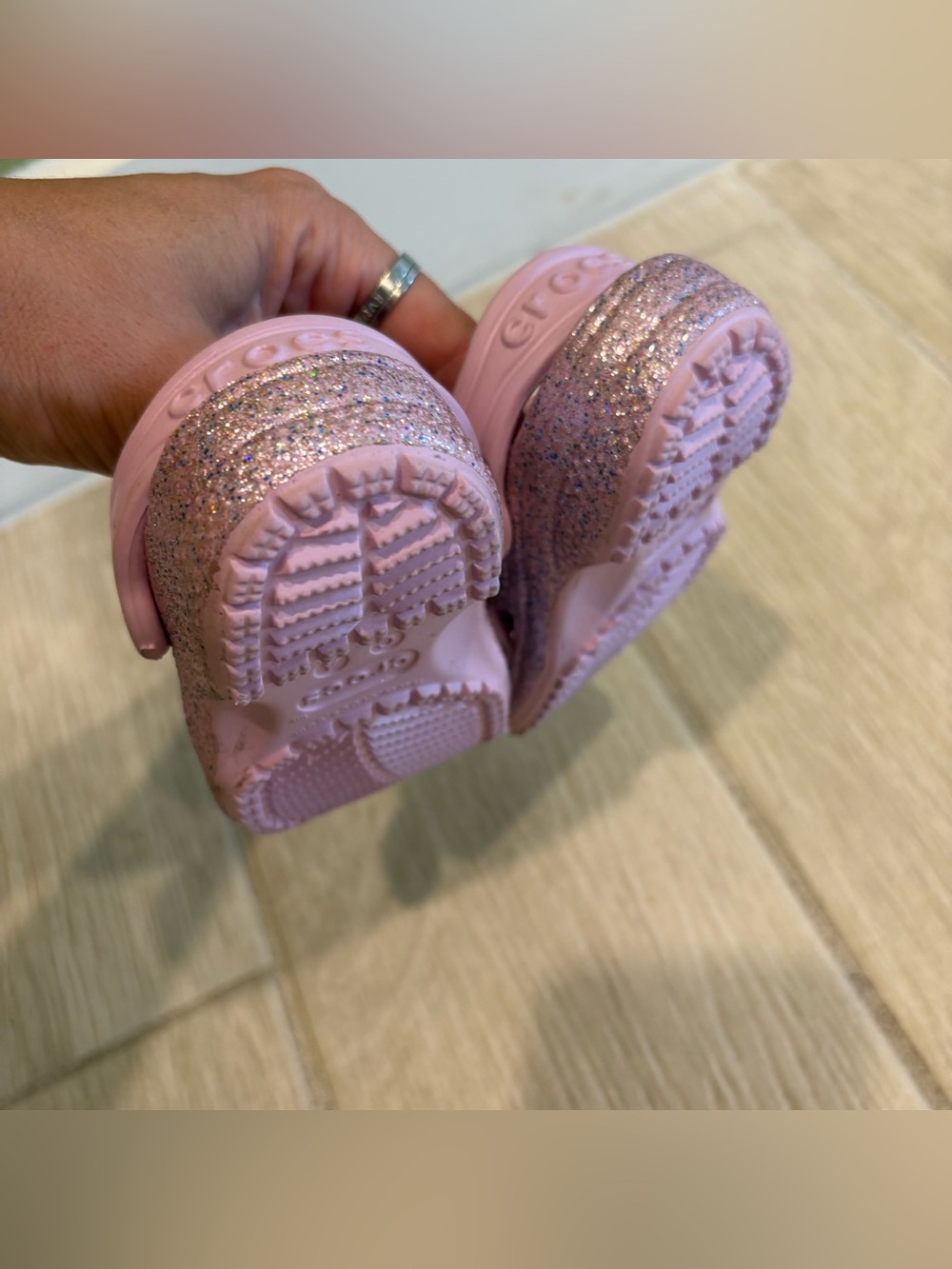 Crocs Lavender Purple Glitter Sparkle Infant Slip Ons - Picture 5 of 7